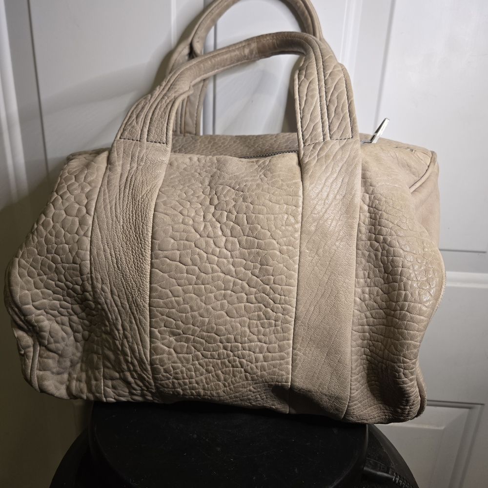 ALEXANDER WANG Pebbled Lambskin Rocco in Latte with Rose Silver Hardware